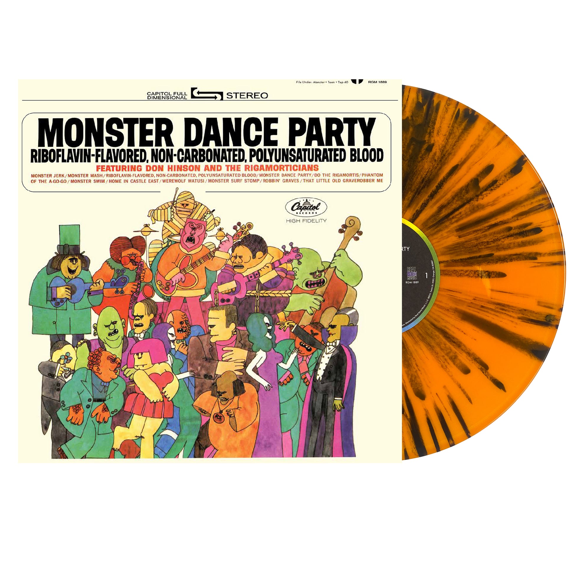 Don Hinson and The Rigamorticians Monster Dance Party Vinyl Halloween Record Orange Splatter