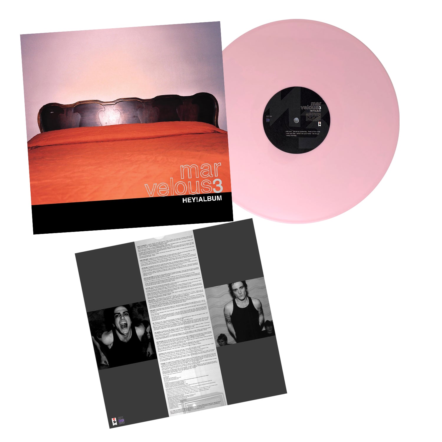 Marvelous 3 Hey! Album LP Pink Pack shot With Insert